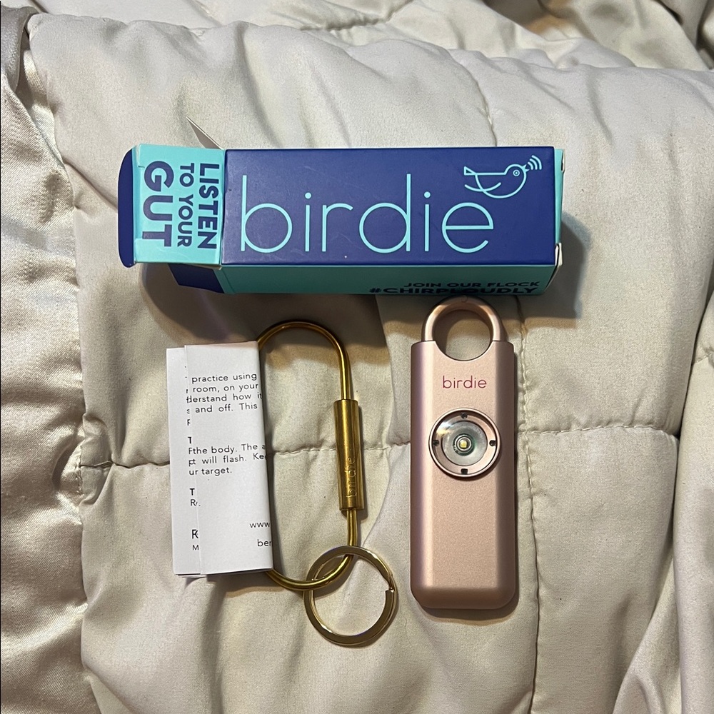Birdies Safety Alarm in Metallic Pink and Gold or Blue